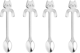 20PCS Stainless Steel Cute Mini Cat Spoon for Tea, Coffee, Dessert, Sugar, Ice C - £15.36 GBP
