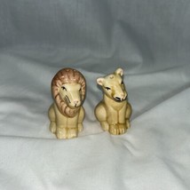 Vintage Lion Couple Ceramic Salt and Pepper Shakers Kitchen 70’s MGM Gra... - $9.88