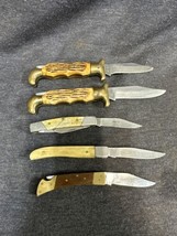 Lot of Five Vintage Folding Knives Pakistan Brass Stainless - $18.81