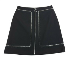 Maje Jimage Crepe Black Zipper Mini Skirt with Studs Size 42 $265 - £69.94 GBP