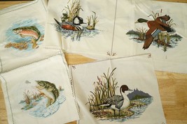 Vintage Hunting Fabric VIP 100% Cotton Wild Ducks &amp; Fish Picture Book Patches - £27.24 GBP