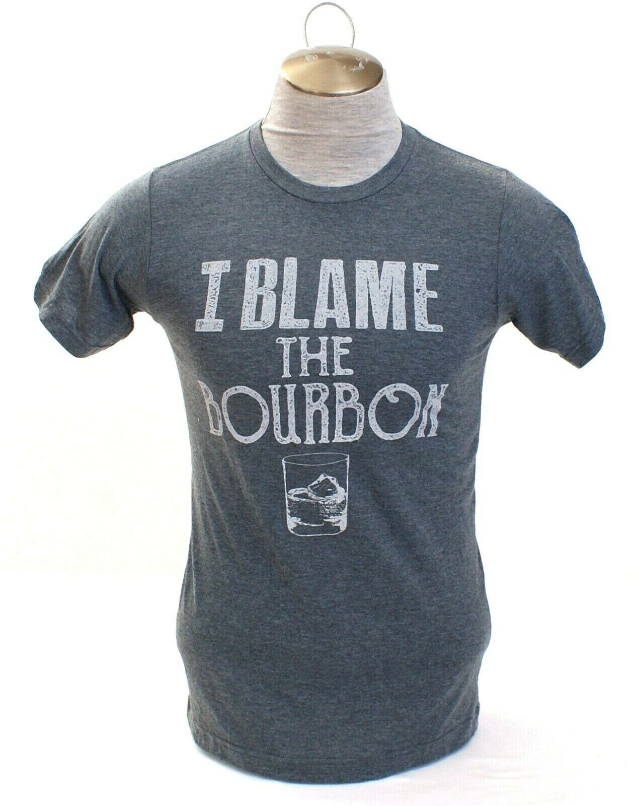 Body Rags Gray Blame the Bourbon Short Sleeve Crew Loungewear Shirt Men&#39;... - $26.24