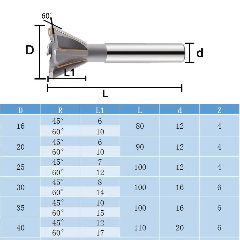 1PC 45/60 Degrees YG8 Dovetail Groove Milling Hard Alloy Milling Cutter Processi - £164.75 GBP