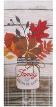 FAMILY GATHERS HERE Fall Towel Dual Purpose Flat Weave Front Terry Back - $8.91