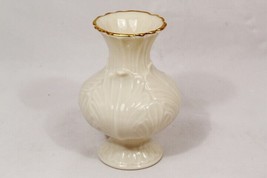 Lenox China Smal Elfin Bud Vase Leaf Pattern Gold Trim 4.5&quot; - £11.49 GBP