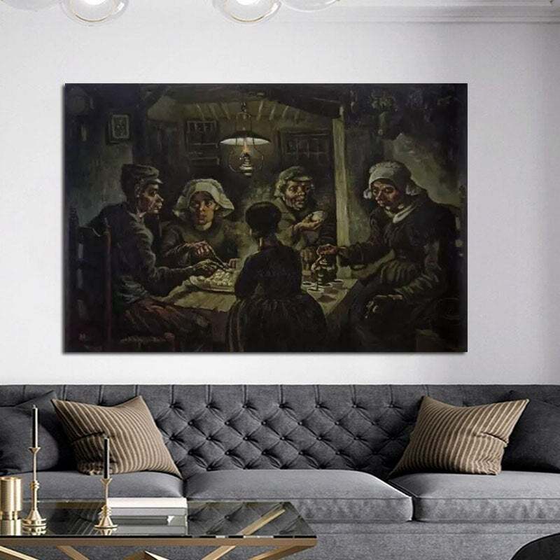 Hand Painted Van Gogh Famous Oil Painting Potato Eater Canvas Wall Art Decoratio
