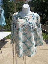 Nwot Alfred Dunner Green Floralprint Top S - £15.94 GBP