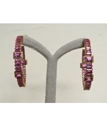 7.50Ct 14K Yellow Gold Over Emerald Red Ruby &amp; Diamond Hoop Earrings  - €96,01 EUR