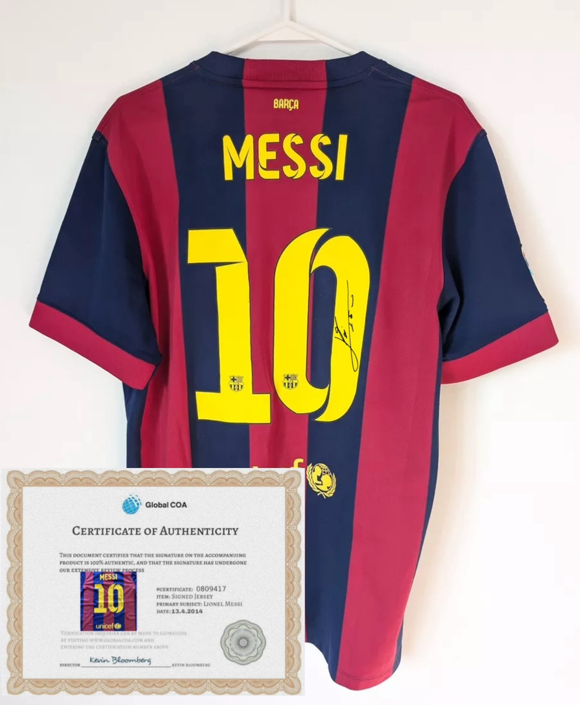 Messi Barcelona Home 2014 SIGNED Jersey +COA //FREE SHIPPING
