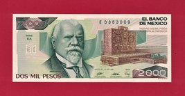 Mexico Unc 2,000 Pesos 1989 Note - Rare Serie &quot;Ea&quot; / Prefix &quot;E&quot; (Pick-86c.6) Pri - £6.92 GBP