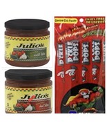 Julios hot and mild salsa 11.5 oz bundle. 1 of each. Bobs chamoy pickle ... - £35.02 GBP