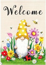 Spring Welcome Gnome Garden Flag 12 x 18 inch Double Sided Outside decor... - $16.99