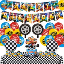 Hot Wheels Birthday Party Decorations ,Hot Wheels Birthday Party Favor With Bann - £30.50 GBP