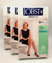 3 New Pairs Jobst UltraSheer Women&#39;s Silky Beige Knee High Compression Stockings - £31.44 GBP