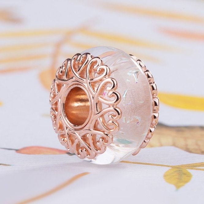 2018 Autumn Rose Gold Vintage Magic Color White Glaze Murano Glass Charm Beads