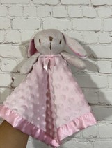 Pink Bunny Rabbit Lovey Baby Security Blanket Soft Popcorn Minky Dot & Satin 16" - $18.00