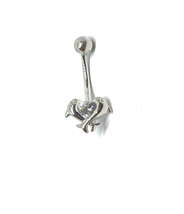 ADIRFINE 925 Sterling Silver Banana Bar Dolphin Heart Belly Button Ring - £33.87 GBP