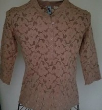 BK France Brand ~ Womens Lace Top ~  Beige Color ~ Size 3/XL ~ 3/4 Sleeve - £11.68 GBP