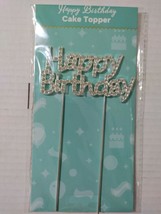 1 Pcs Silver Happy Birthday Pearl Rhinestone Cake Topper Adults Kids Par... - $10.94