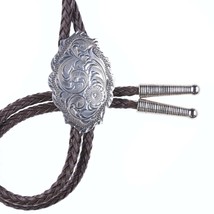 Vintage Hand Engraved Sterling silver overlay bolo tie - £61.07 GBP