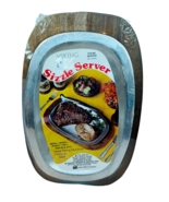 Steak Sizzle Server Viking Vtg SEALED Platter Plate Wood Silver USA tray... - $69.25