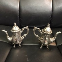 Vintage Godinger Tea Pot Shaped, Silver Plated Salt &amp; Pepper Shakers - £18.49 GBP