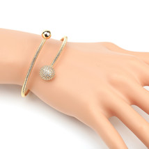 Gold Tone Wrap Bangle Bracelet With Swarovski Style Crystals - £22.13 GBP