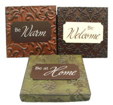 Lot 3 New View Home Interior Wall Hanging Square Be Warm, Welcome, At Ho... - $19.22