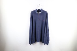 Vintage Ralph Lauren Mens 2XL Faded Cotton Ribbed Knit Half Zip Pullover Sweater - £35.57 GBP