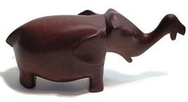 Folk Art Elephant Statue Hand Crafted Wood Primitive Animal Figurine Brown - $26.99