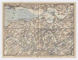 1919 Original Antique Map Vicinity Of Rouen Le Havre Normandy Normandie France - £16.85 GBP