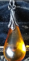 Antico ciondolo vintage in argento sterling 925 con ambra naturale degli... - £94.66 GBP