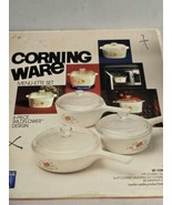 Corning Wildflower 6 Pc Menuette Set P-81-B, P-82-B &amp; P-83-B Pyrex Lids  - $123.75