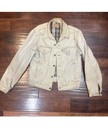 Vintage Levi’s Light Gray denim jacket WPL423 Plaid lined Htf Medium - $135.38 CAD