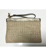 Michael Kors Woven Straw Clutch Bag Pouch Beige Gold Brown Summer MBb0664 - $128.55 CAD
