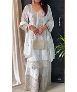 Beautiful Georgette stcih embellished fancy Allover work Straight style ... - $38.89