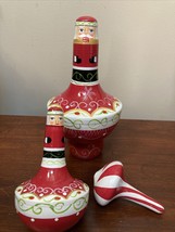 Unique Russian Santa Nesting Doll Tops. 3 Pieces Jackson &amp; Perkins With Stand - £27.69 GBP