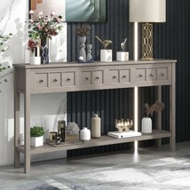 Rustic Entryway Console Table, 60&quot; Long Sofa Table with two Different SizeDrawer - £229.25 GBP