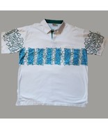 New Vtg London Fog Graphic Golf Pocket Polo Shirt Teal Blue Graffiti Sz ... - $553.85 MXN