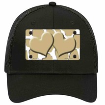 Gold White Giraffe Gold Centered Hearts Novelty Black Mesh License Plate Hat - £22.92 GBP