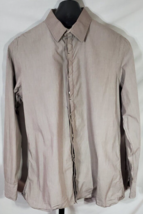 Murano Blue &amp; White striped Long Sleeve shirt Men Size Large Slim Fit - $19.79