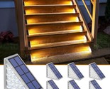 Solar Outdoor Step Lights Warm White Triangle Ip67 Waterproof Auto On Of... - £49.67 GBP