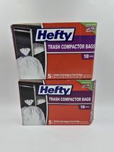 Hefty 18 Gallon Trash Compactor Bags 5 Backpack Liners Per Box- Lot of 2... - $42.99