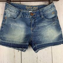 Justice Jeans 12R Denim Shorts Mid Rise Blue Girl - $128.22 MXN