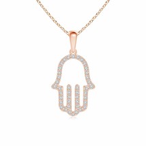 ANGARA Diamond Hamsa Hand Pendant Necklace in 14K Gold | (Grade-HSI2, 0.26 Ctw) - £492.67 GBP