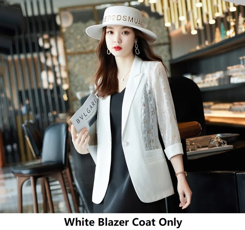 White Blazers Tops Coat Hollow Out Temperament   Spring Summer  Design Blaser Ou - £155.04 GBP