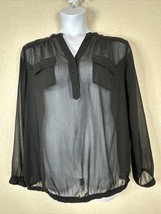 Torrid Womens Plus Size 2 (2X) Sheer Black Pocket Blouse Long Sleeve Studded - £17.06 GBP