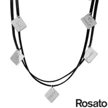 ROSATO Made in Italyl Brand New Necklace Black Leather and 925 Sterling ... - £35.39 GBP
