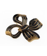 Trifari Goldtone and Black Enamel Four-Loop Bow Brooch Nice Condition - $104.92