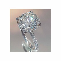 4CT Redondo LC Moissanita Compromiso Solitario Anillo 14K Bañado en Oro Blanco - £311.71 GBP